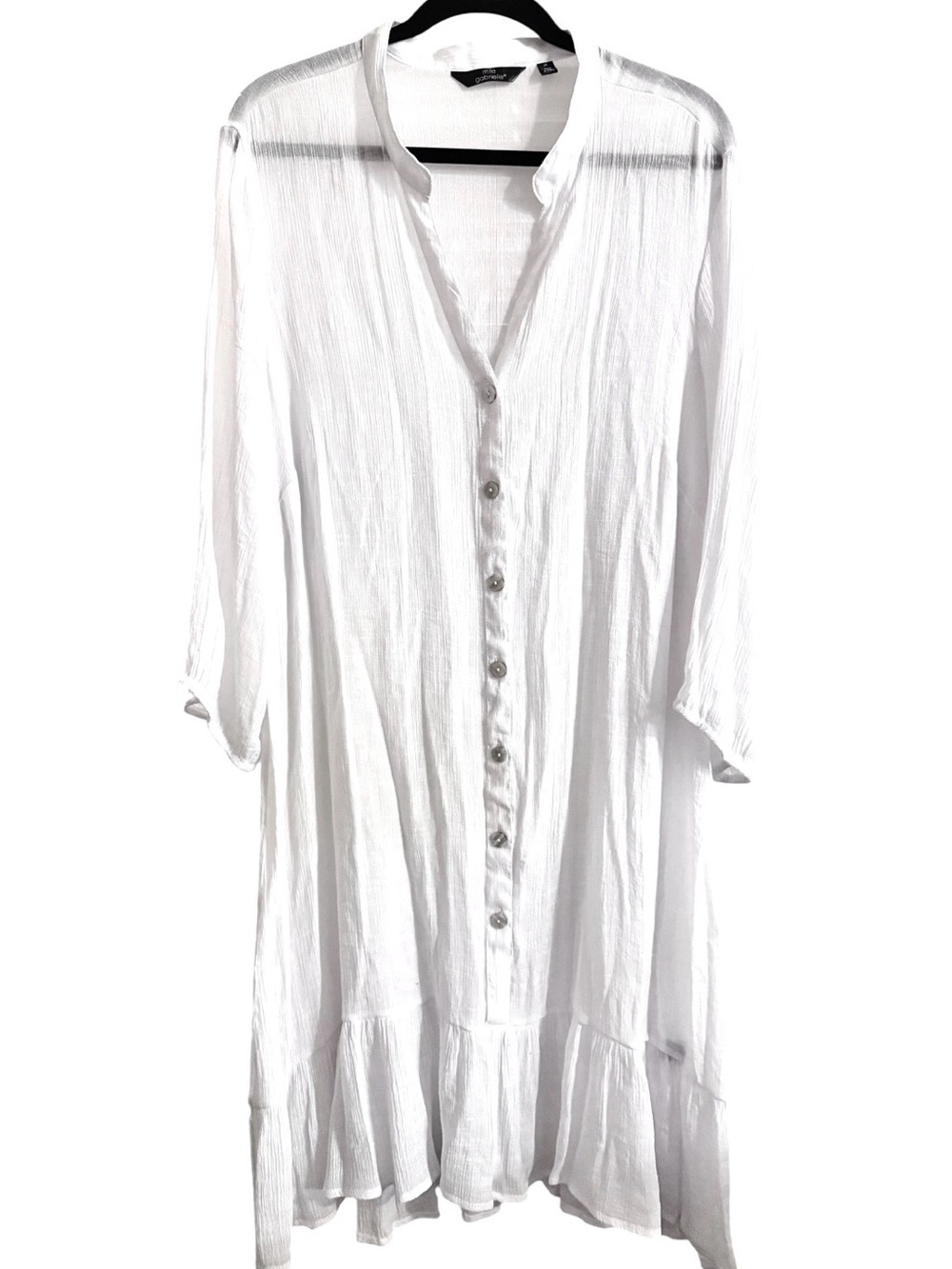 Mlle Gabrielle Women’s Soft Sheer /Textured Button Down Midi Maxi Dress